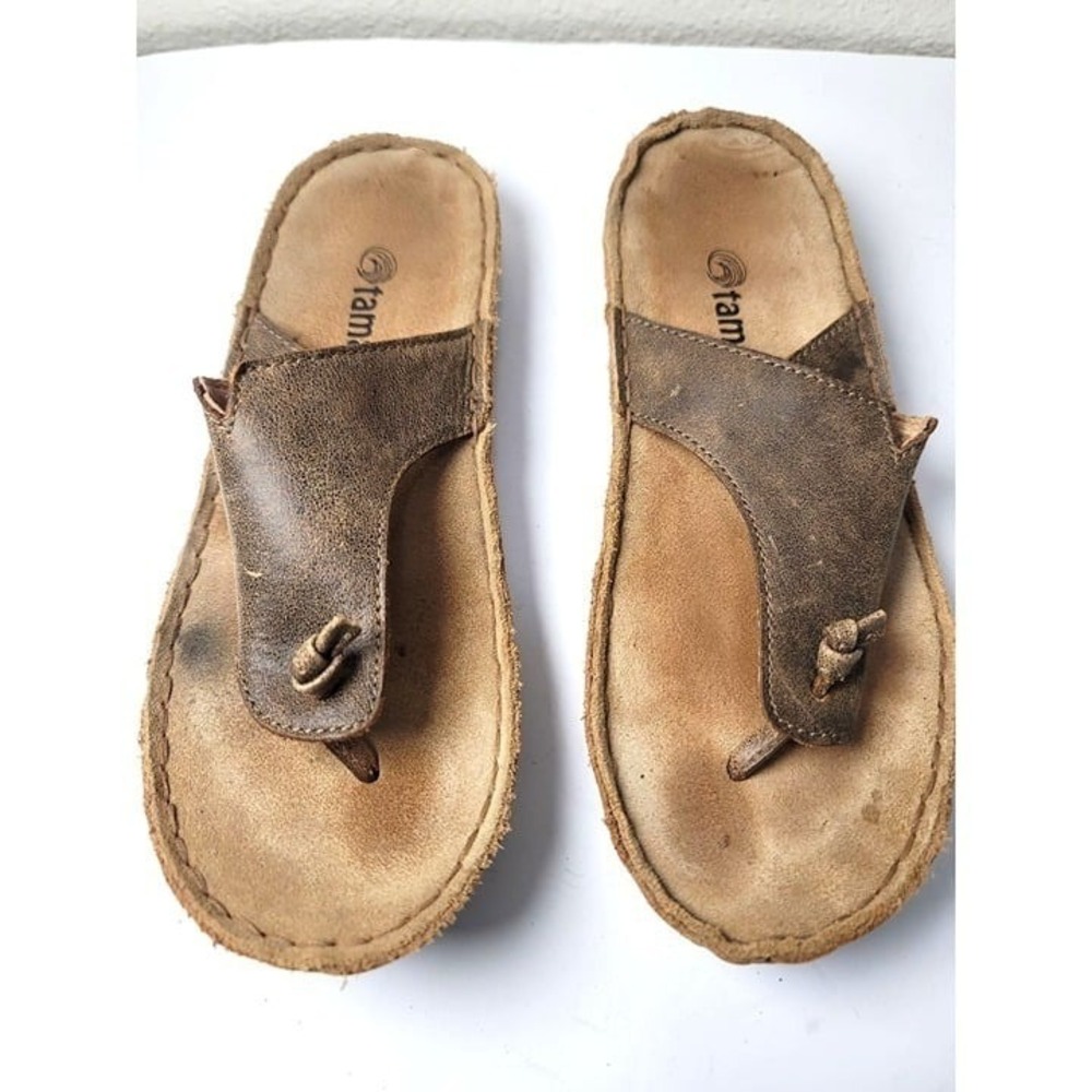 Tamarindo Beachcomber Women's Leather Slide Sandals Size 7 Brown‎ Casual Comfort